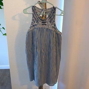 Navy and White Vertical Stripped Dress